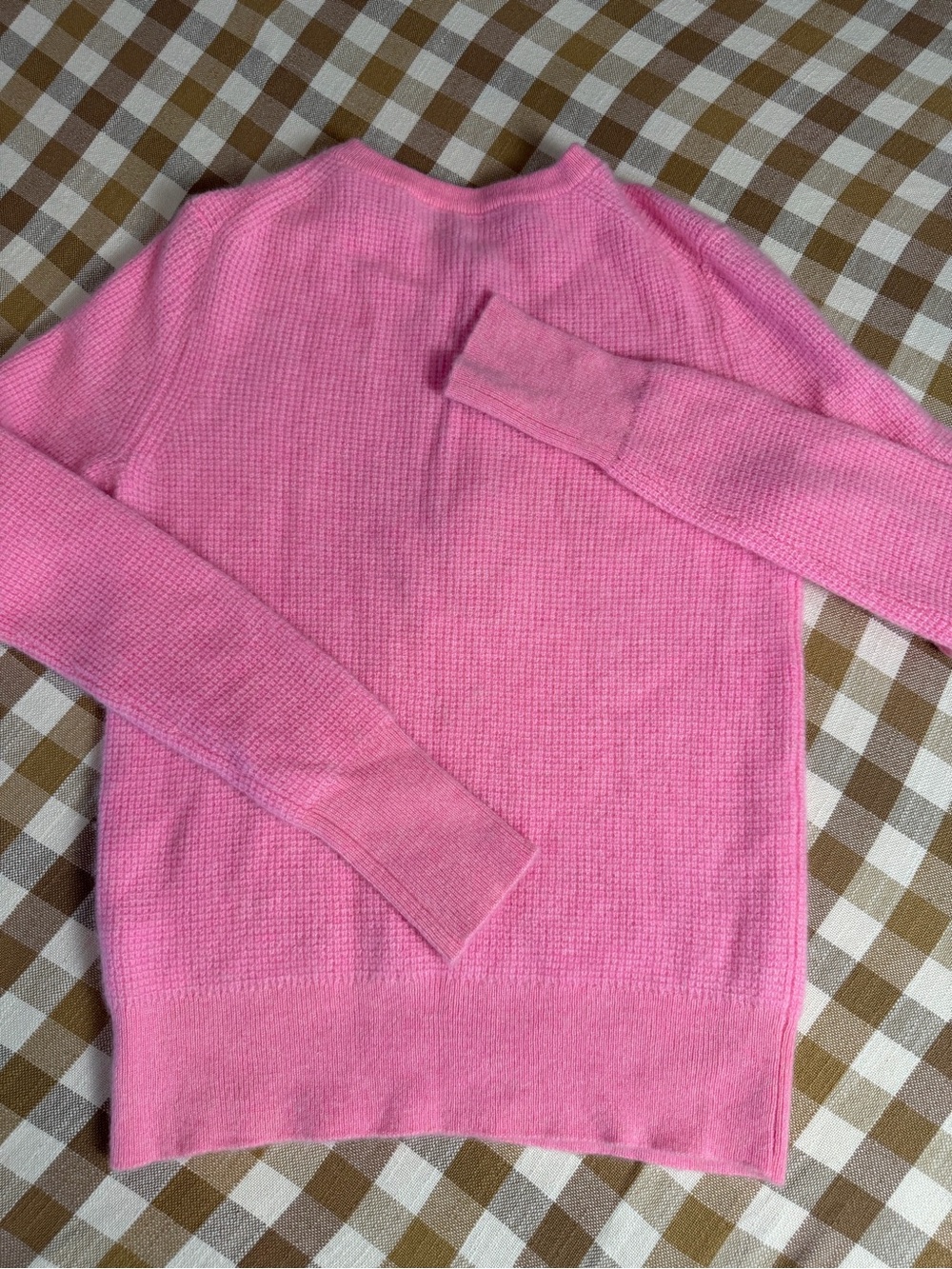 White + Warren 100% Cashmere Pink Waffle Knit Henley Sweater M - Picture 9 of 10